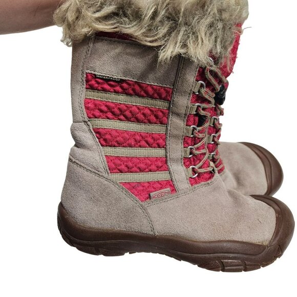 KEEN Kids Insulated Winter Boots Waterproof Slip on Pink Brown - Picture 2 of 14